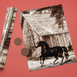 Boerderij Rustieke Schuur Paard Cadeaupapier