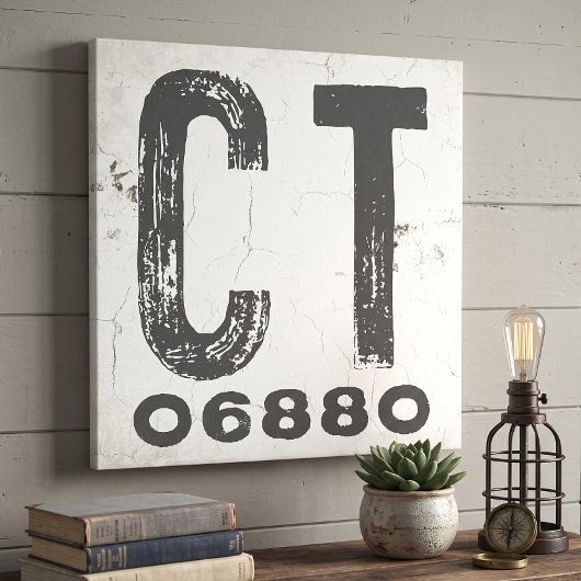 Boerderij Rustieke Staat Postcode Connecticut Canvas Afdruk