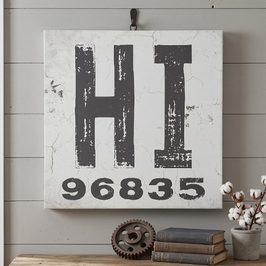 Boerderij Rustieke Staat Postcode Hawaï Canvas Afdruk