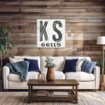 Boerderij rustieke staat Postcode Kansas Canvas Afdruk<br><div class="desc">Dit rustieke teken is een eenvoudige manier om uw liefde voor thuis te tonen. De postcode kan worden gepersonaliseerd met elke postcode in de staat. Maakt een geweldig cadeau. Creëer door Simply Farmhouse Press.</div>