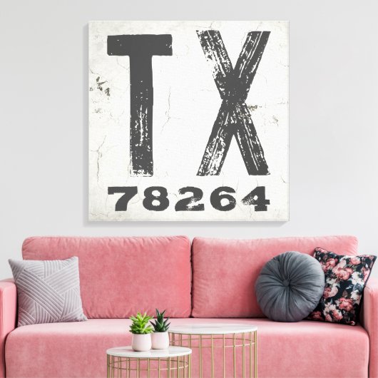 Boerderij Rustieke Staat Postcode Texas Canvas Afdruk (Insitu (Woonkamer))