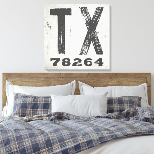 Boerderij Rustieke Staat Postcode Texas Canvas Afdruk (Insitu (Slaapkamer))