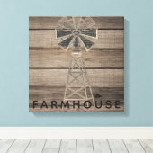 Boerderij rustieke verweerde houten land windmolen canvas afdruk (Insitu (Houten vloer))