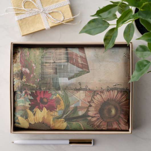 Boerderij  Rustieke Zonnebloem Decoupage Tissuepapier (Geschenk)
