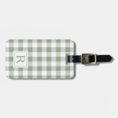 Boerderij Salie Groene Buffalo Check Monogram Bagagelabel (Voorkant horizontaal)