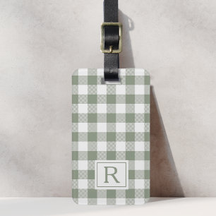 Boerderij Salie Groene Buffalo Check Monogram Bagagelabel