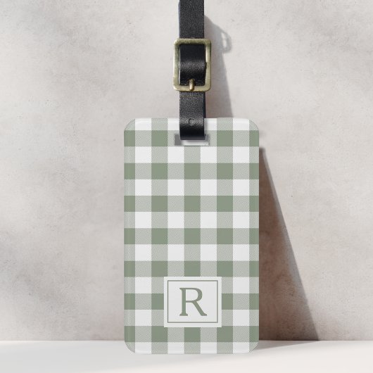 Boerderij Salie Groene Buffalo Check Monogram Bagagelabel