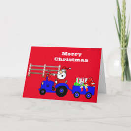 Boerderij Santa on Tractor met cadeaus Feestdagen Kaart