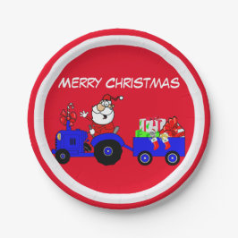 Boerderij Santa op tractor met geschenken Party Bo Papieren Bordje