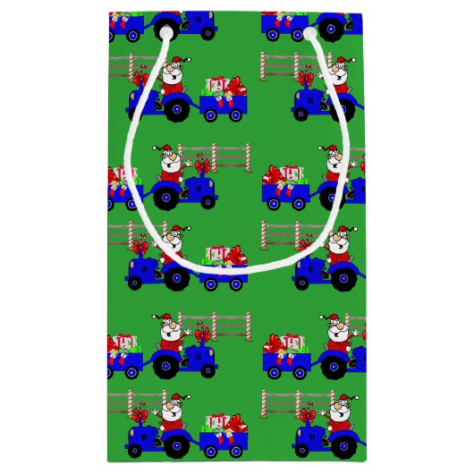 Boerderij Santa op tractor met geschenktas Klein Cadeauzakje (Achterkant)