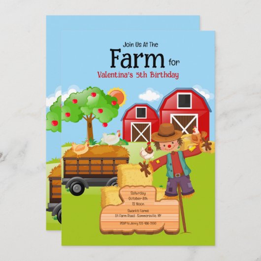 Boerderij Scarecrow Birthday Kaart (Voorkant / Achterkant)