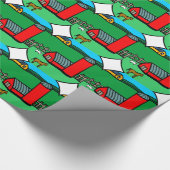 Boerderij Scene Horse Barn Pasture Cartoon Tekenin Cadeaupapier (Hoek)