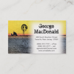 Boerderij scène met tractor en windmolen visitekaartje