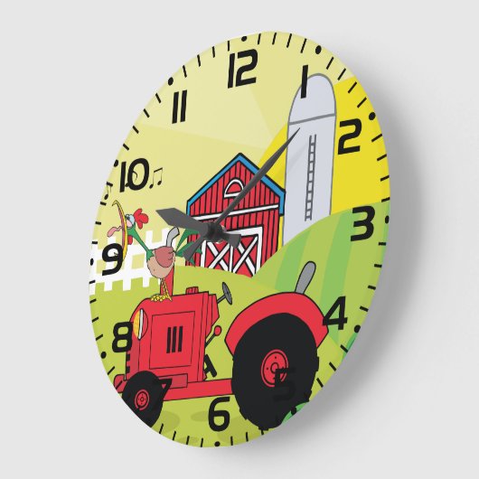 Boerderij Scene met Zingende Haan op Tractor Grote Klok (Hoek)