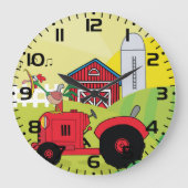 Boerderij Scene met Zingende Haan op Tractor Grote Klok (Voorkant)