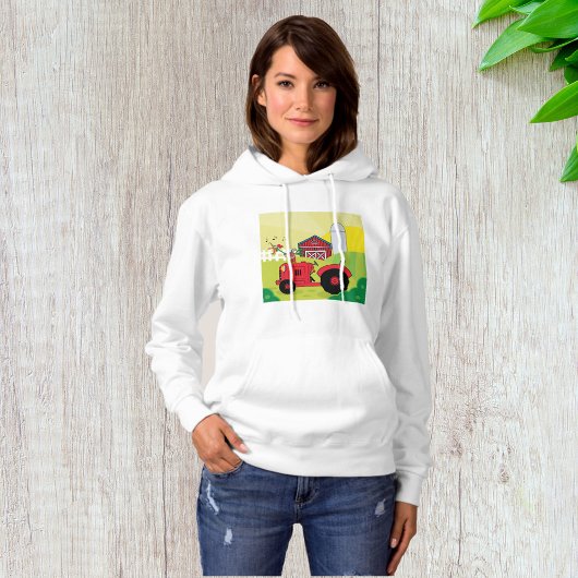 Boerderij Scene met Zingende Haan op Tractor Hoodie