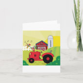Boerderij Scene met Zingende Haan op Tractor Kaart (Voorkant)