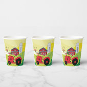 Boerderij Scene met Zingende Haan op Tractor Papieren Bekers