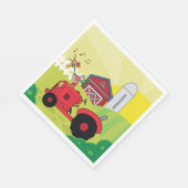 Boerderij Scene met Zingende Haan op Tractor Servet (Hoek)