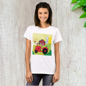 Boerderij Scene met Zingende Haan op Tractor T-shirt