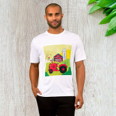 Boerderij Scene met Zingende Haan op Tractor T-shirt