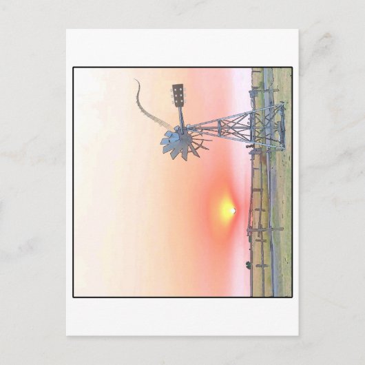 Boerderij Scene op Sunset met Rustic Windmill Briefkaart (Voorkant)
