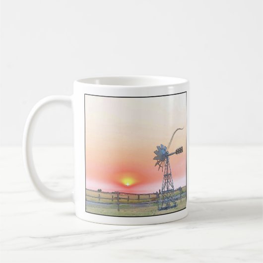 Boerderij Scene op Sunset met Rustic Windmill Koffiemok (Links)