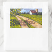 Boerderij Scène: Schilderen van Landschap, Schuur Rechthoekige Sticker (Tas)