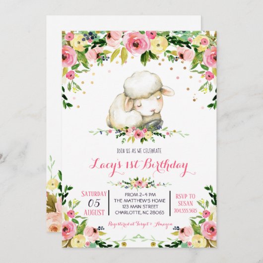 boerderij schaap verjaardagsuitnodiging kaart (Voorkant / Achterkant)