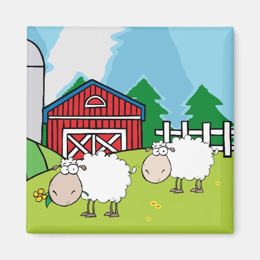 Boerderij schapen magneet (Voorkant)