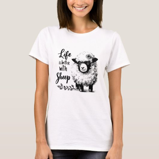 Boerderij Schapenliefhebber T-shirt Life is Better (Voorkant)