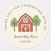 Boerderij Schattige Baby shower Dank u Ronde Sticker (Voorkant)