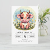 Boerderij Schattige Moderne Koe Verjaardag Kaart (Staand voorkant)