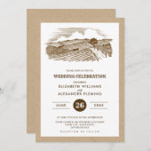 Boerderij schets kraft papier rustieke bruiloft kaart (Voorkant / Achterkant)