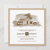 Boerderij schets kraft papier rustieke bruiloft ui kaart (Voorkant)