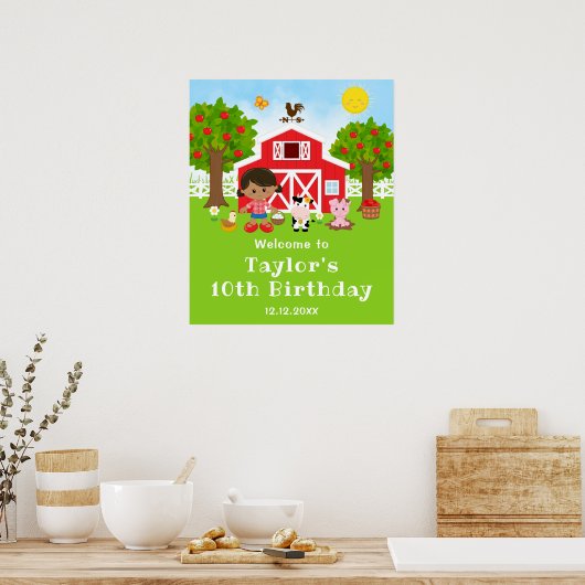 Boerderij Schuur Afrikaans-Amerikaans Meisje Verja Poster (Keuken)