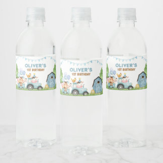 Boerderij, Schuur Dieren, Barnyard, Ranch Water Bo Waterfles Etiket