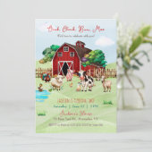 Boerderij Schuur Dieren Kind Verjaardagsuitnodigin Kaart (Staand voorkant)