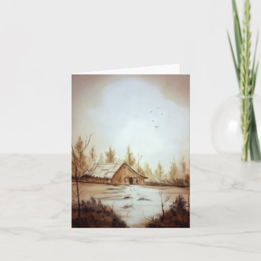 Boerderij Schuur Landschap Schilderij Nota Kaart (Voorkant)