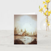 Boerderij Schuur Landschap Schilderij Nota Kaart (Gele Bloem)