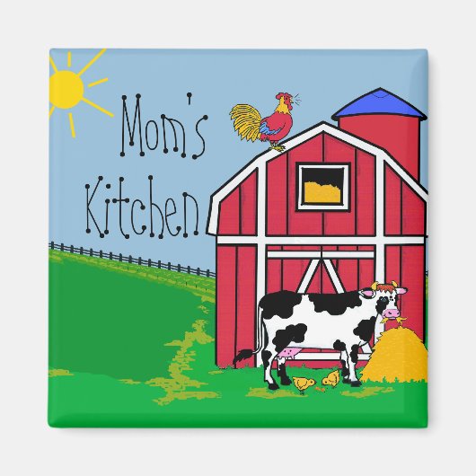 Boerderij Schuur Rooster-Mom's Keuken Magneet (Voorkant)