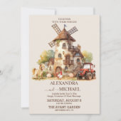 Boerderij Schuur Velden Cottage Land Bruiloft Kaart (Voorkant)