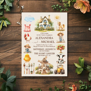 Boerderij Schuur Velden Cottage Land Bruiloft Kaart