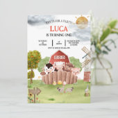 Boerderij Schuurdieren Verjaardagsuitnodiging Feestdagenkaart (Staand voorkant)