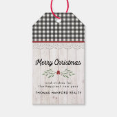 Boerderij Shiplap & Buffalo Check Kerstmis Cadeaulabel (Voorkant)