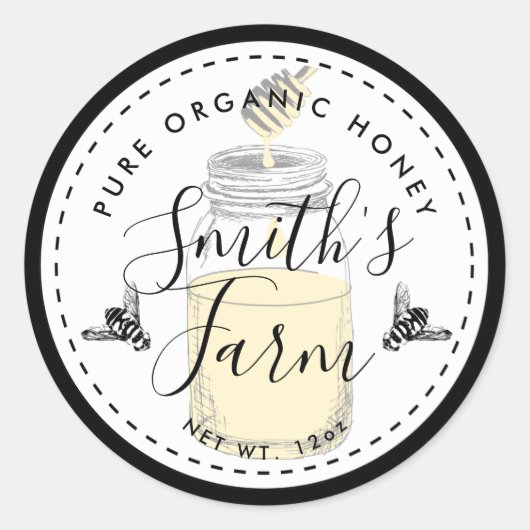 Boerderij shop honingpot etiket kleine onderneming (Voorkant)
