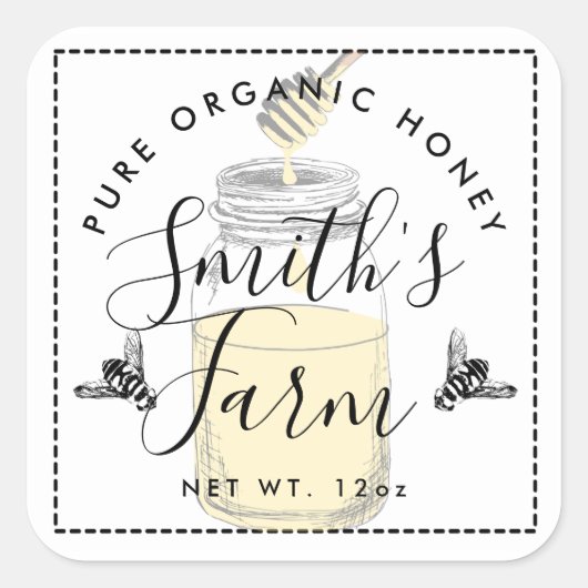 Boerderij shop honingpot etiket kleine onderneming (Voorkant)