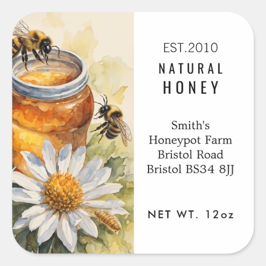 Boerderij shop honingpot etiket kleine onderneming (Voorkant)