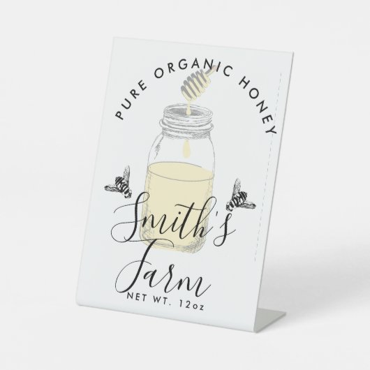 Boerderij shop honingpot etiket kleine onderneming reclamebord met voetstuk (Voorkant)