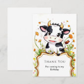 Boerderij Simpele Koe Verjaardag Bedankkaart (Voorkant / Achterkant)